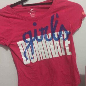 Nike COTTON Girls medium t-shirt short sleeve running athletic "GIRLS DOMINATE"